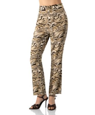 Women's Zebra-Print High-Waist Straight-Leg Pants