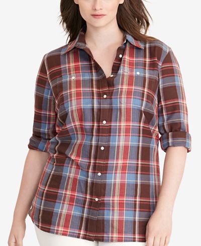 Lauren Ralph Lauren Plus Size Plaid Twill Shirt