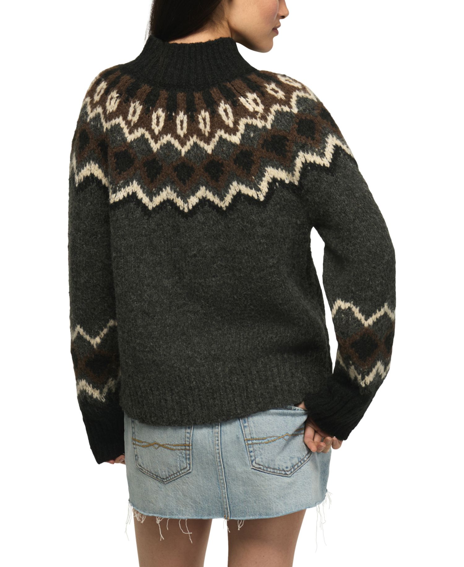Women's Fair Isle Mock Neck Long-Sleeve Sweater