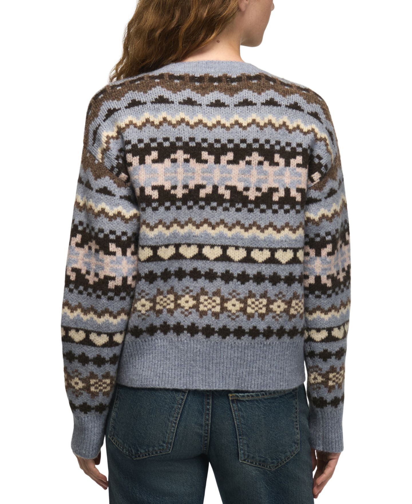 Женский кардиган Lucky Brand Fair Isle Crew Neck Cardigan, цвет: Серо-бежевый — фото 5