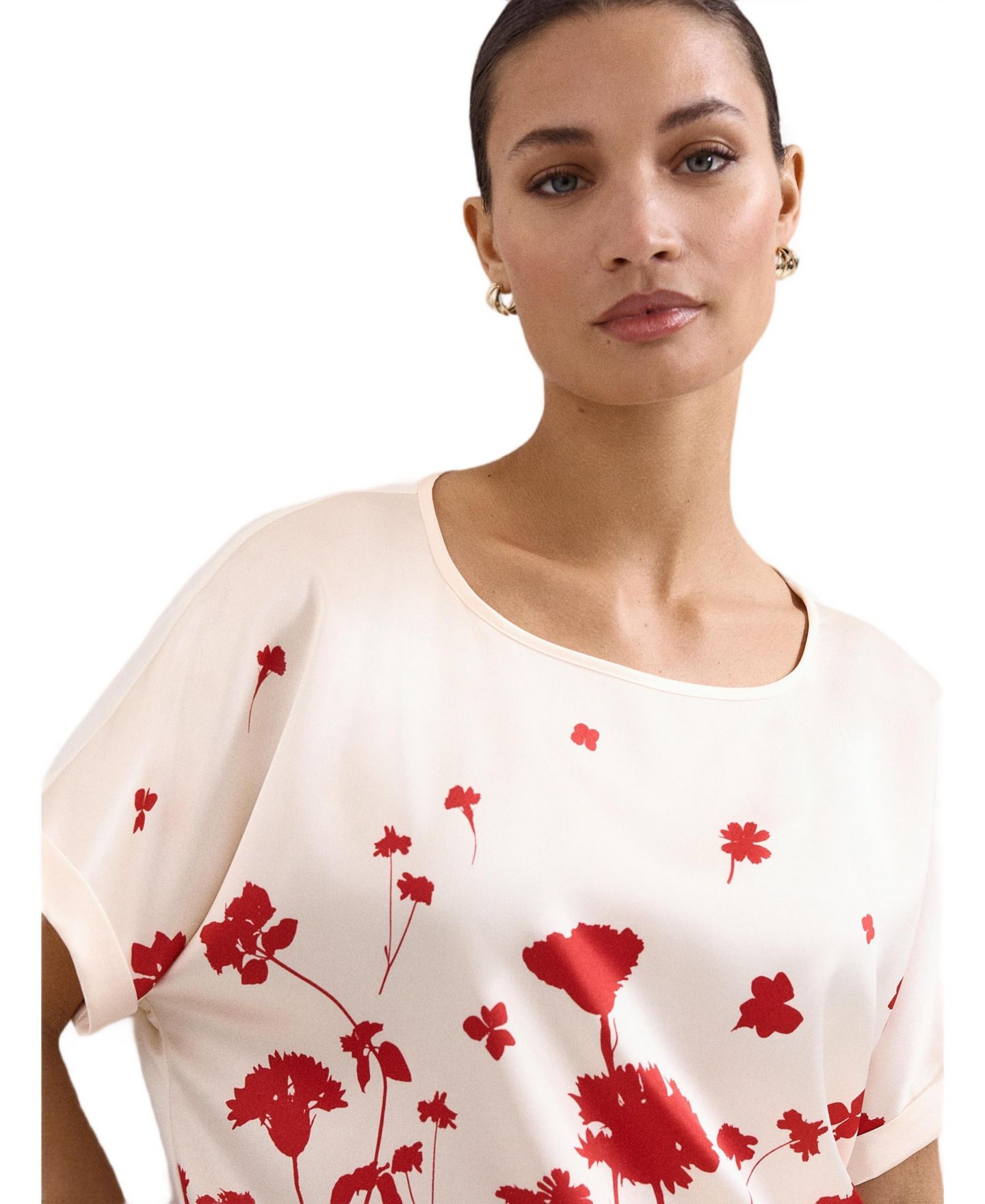 Женская блузка Phase Eight Marion Floral-Print Short-Sleeve Relaxed-Silhouette, цвет: Слоновая кость — фото 3