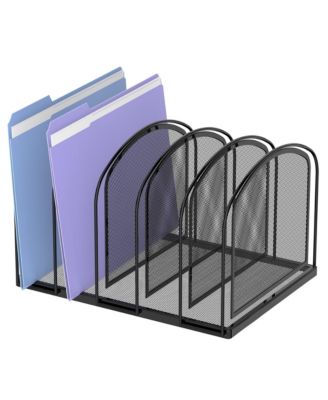 Metal Desk File Organizer Vertical Compartments Desktop Storage Holder