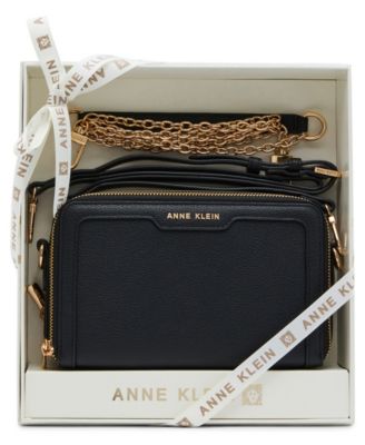 Boxed Double Zipper Medium Camera Crossbody Handbag