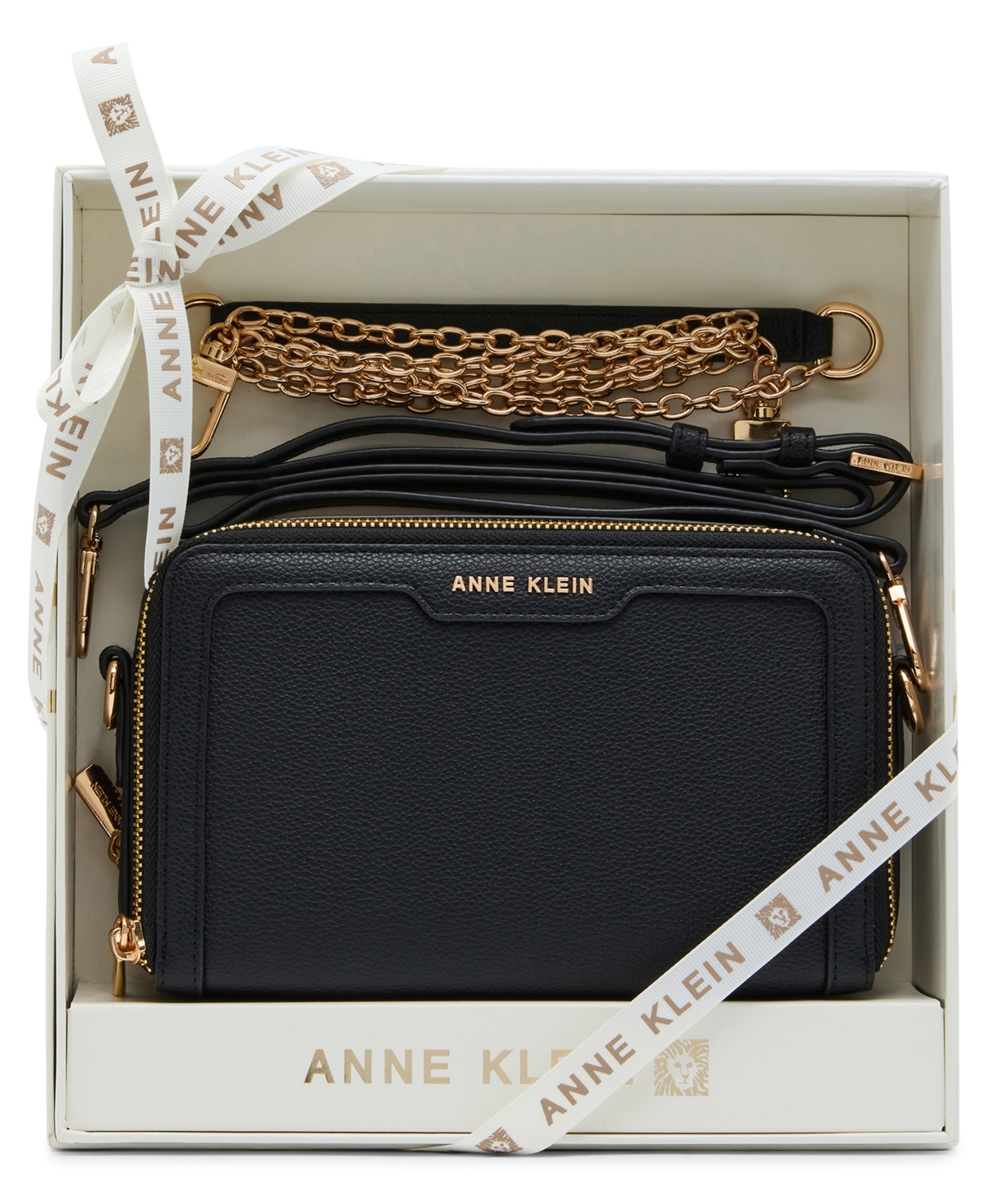 Anne Klein Double Zipper Medium Camera Crossbody Handbag
