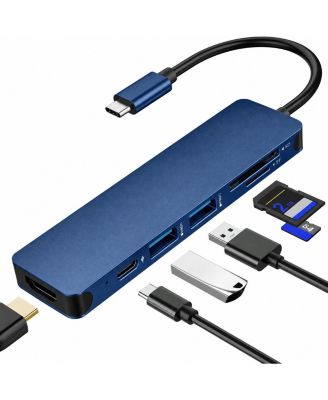 7 in 1 USB C Hub 4K HDMI 100W PD Charging 5Gbps Data Transfer SD TF Card Reader Aluminum Travel Ready for Laptop
