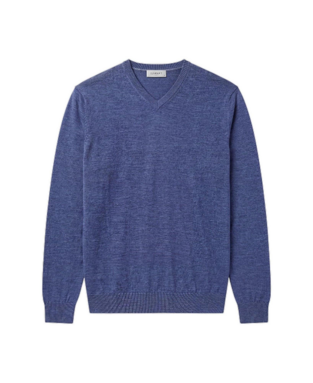 Garnet Men's Big & Tall Merino Wool V-Neck Pullover Sweater - Indigo
