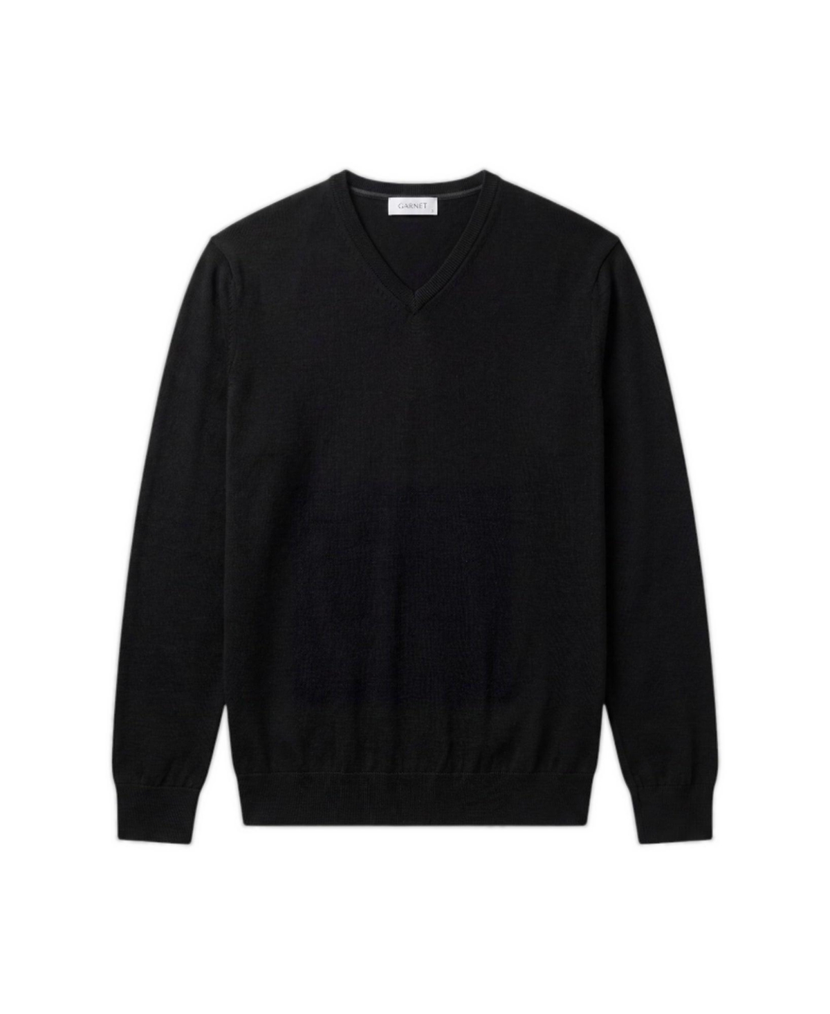 Garnet Men's Big & Tall Merino Wool V-Neck Pullover Sweater - Black