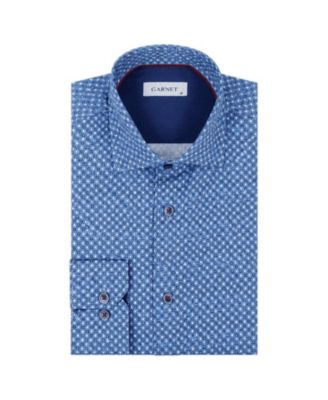 Men's Mini-Print Spread-Collar Long-Sleeve Button-Down Shirt