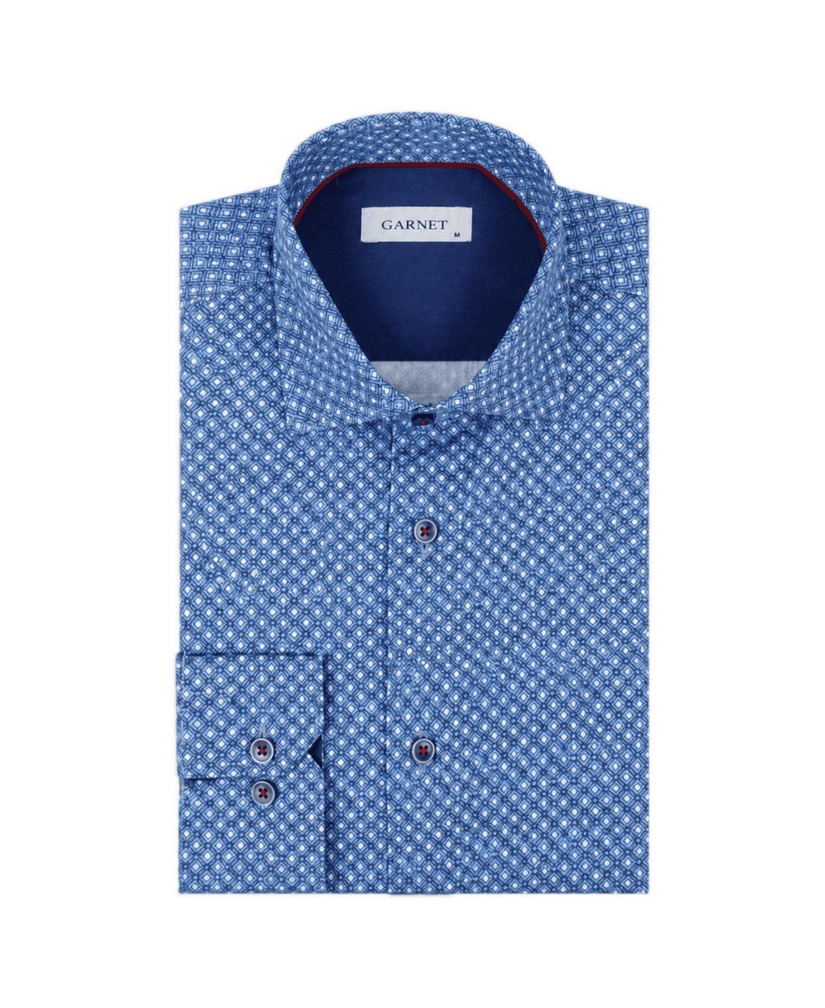 Garnet Men's Mini-Print Spread-Collar Long-Sleeve Button-Down Shirt