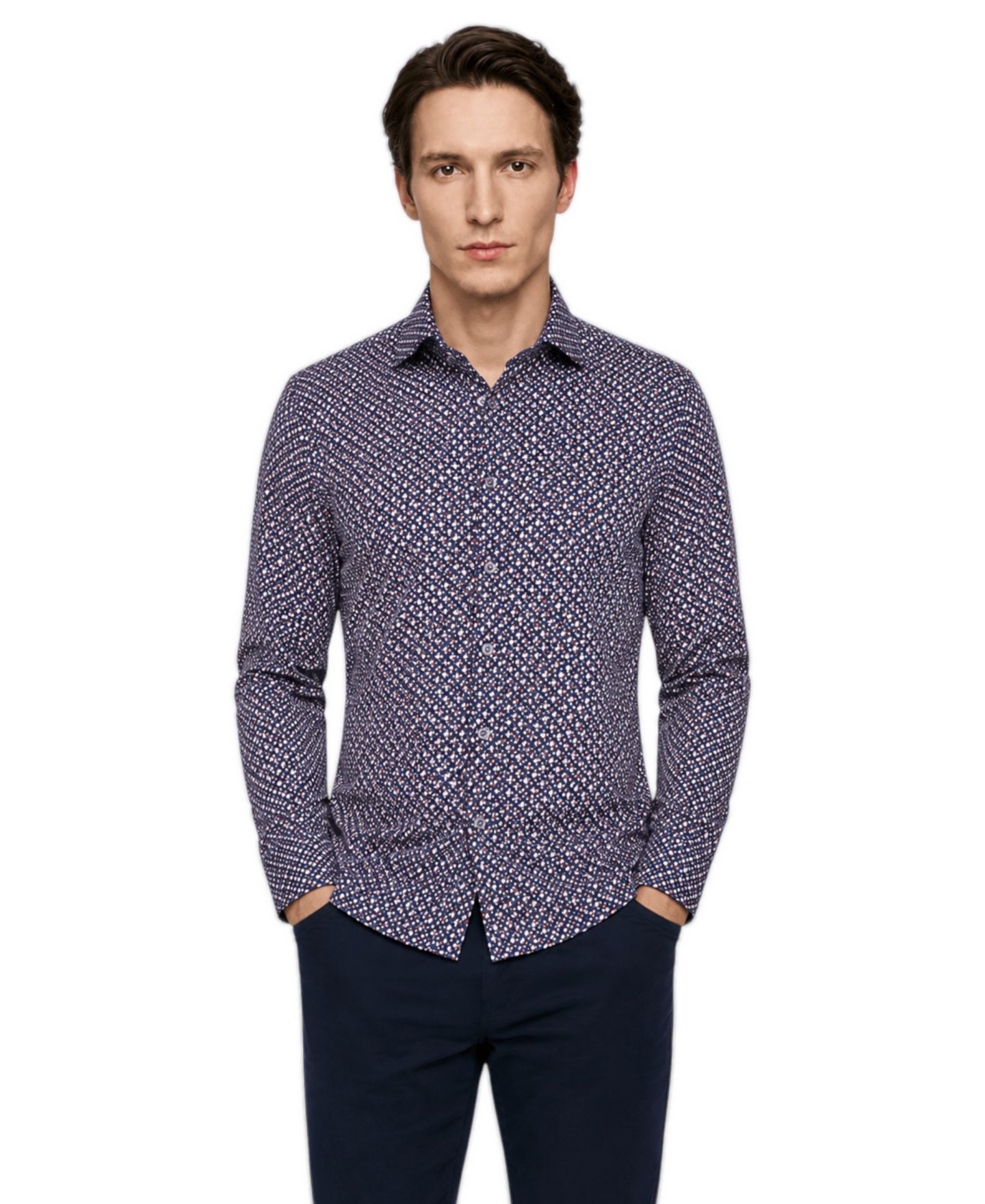 Мужская рубашка Garnet Regular-Fit Print Long-Sleeve Button-Down, цвет: Кофейный — фото 5