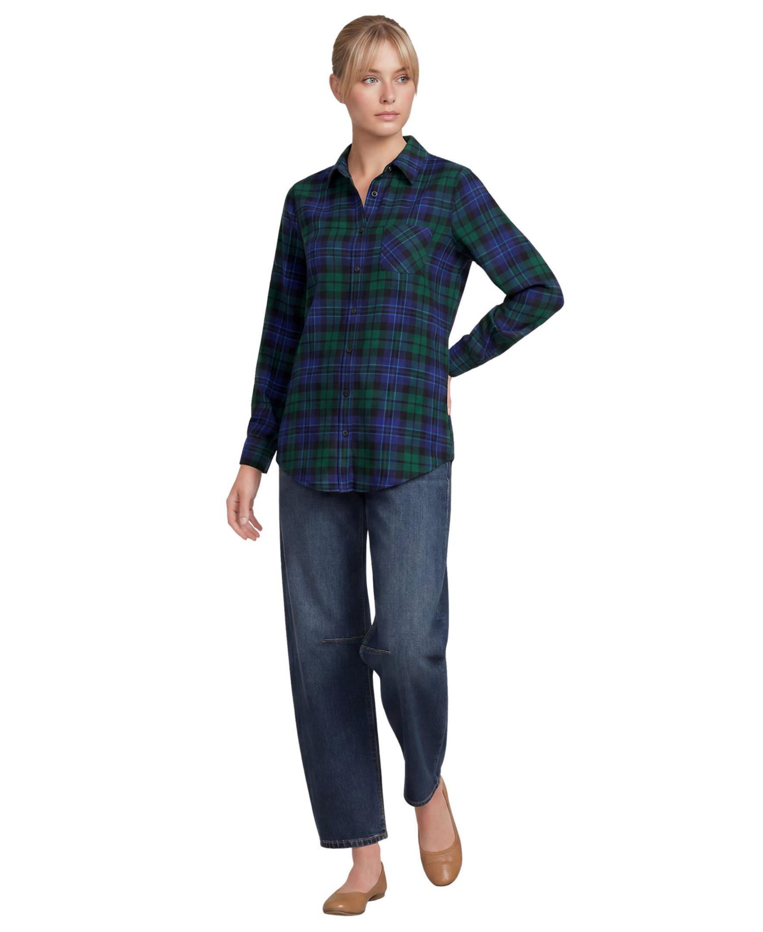 Women's Tall Flannel Boyfriend Long Sleeve Shirt