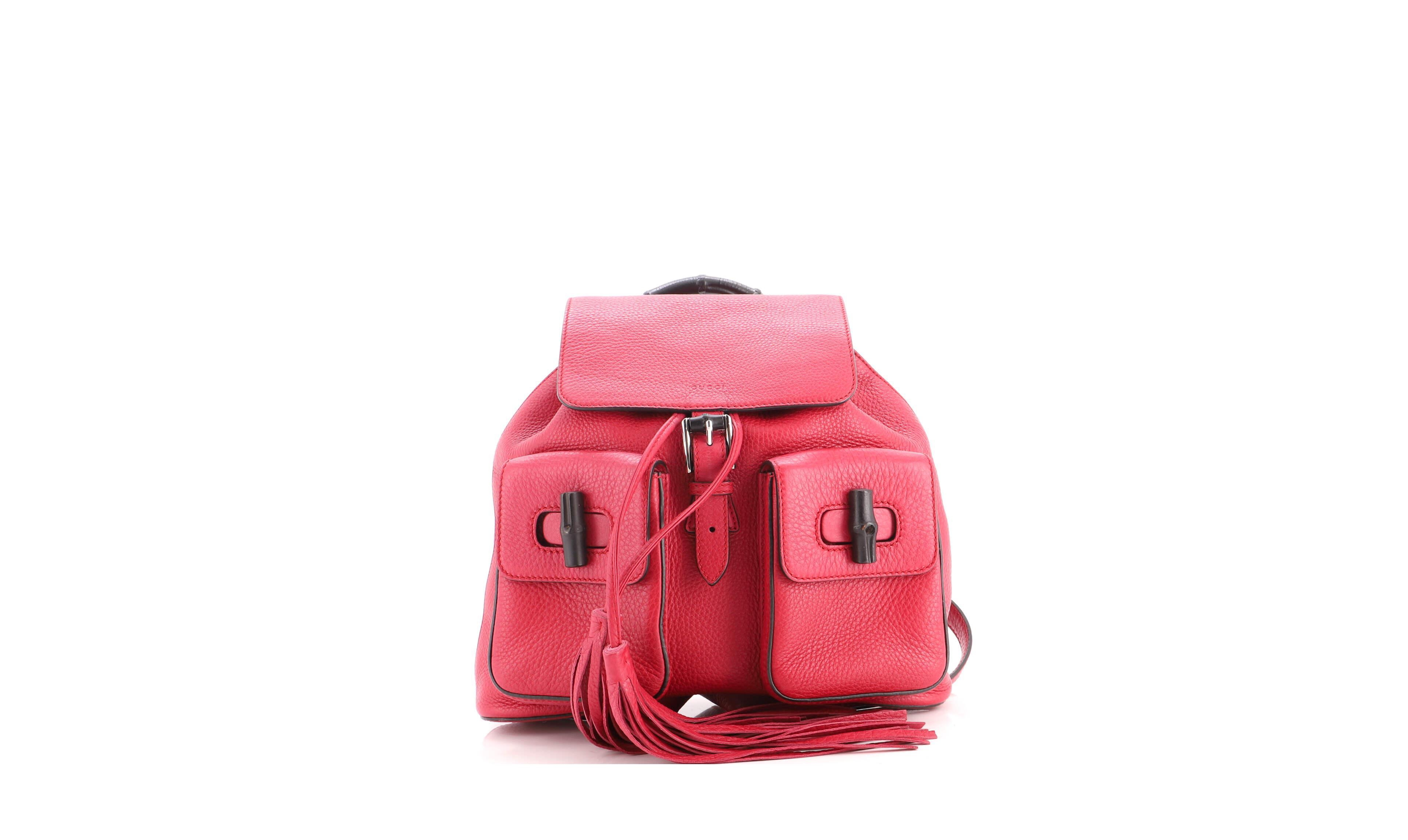 Pre-Owned Gucci Medium Bamboo Tassel Backpack Leather