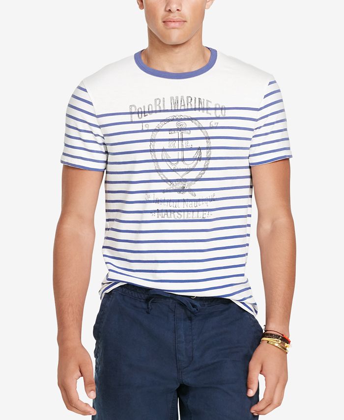 Polo Ralph Lauren Men's Striped Graphic-Print T-Shirt & Reviews - T ...
