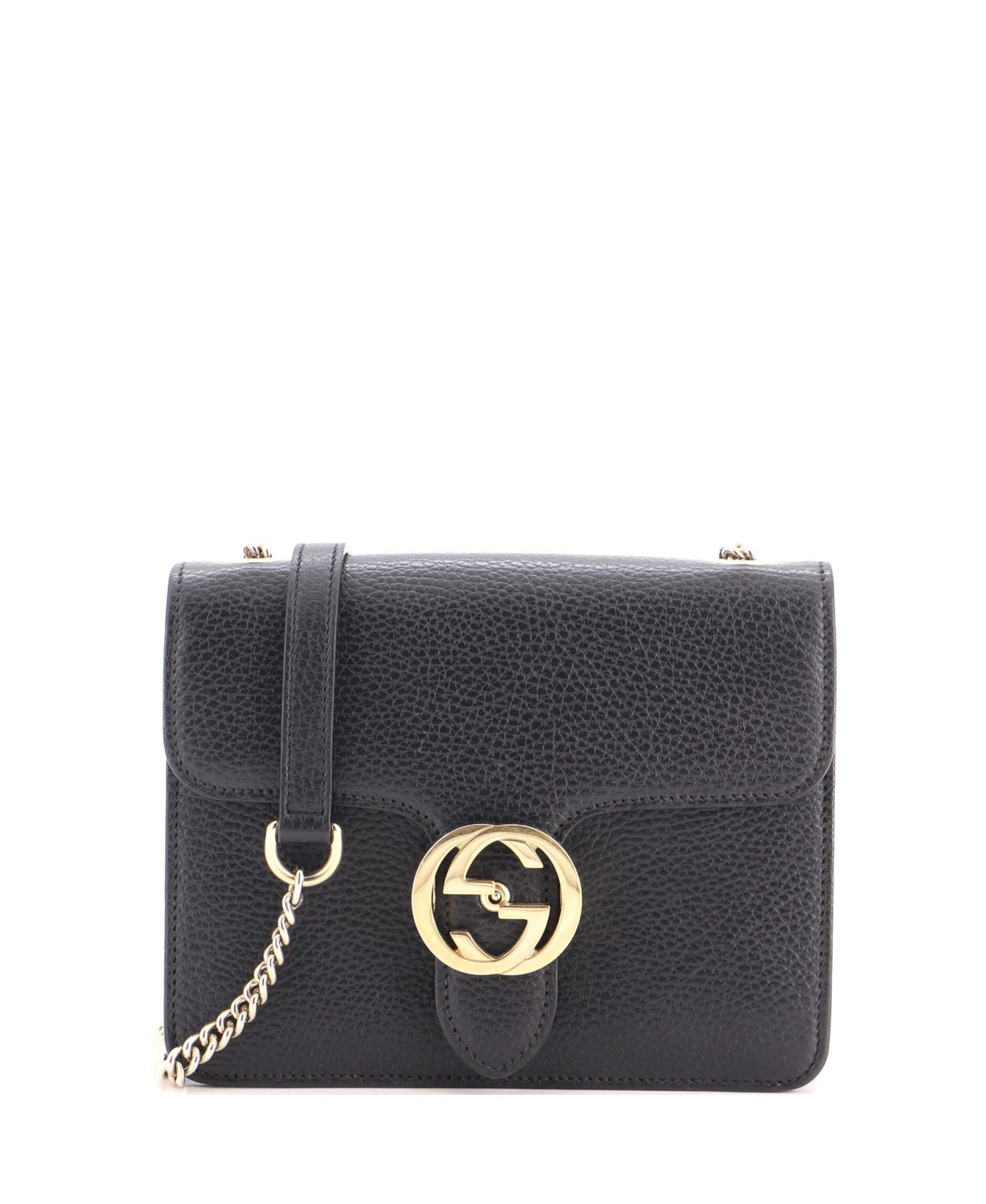 Pre-Owned Gucci Small Interlocking Shoulder Bag Leather - Black