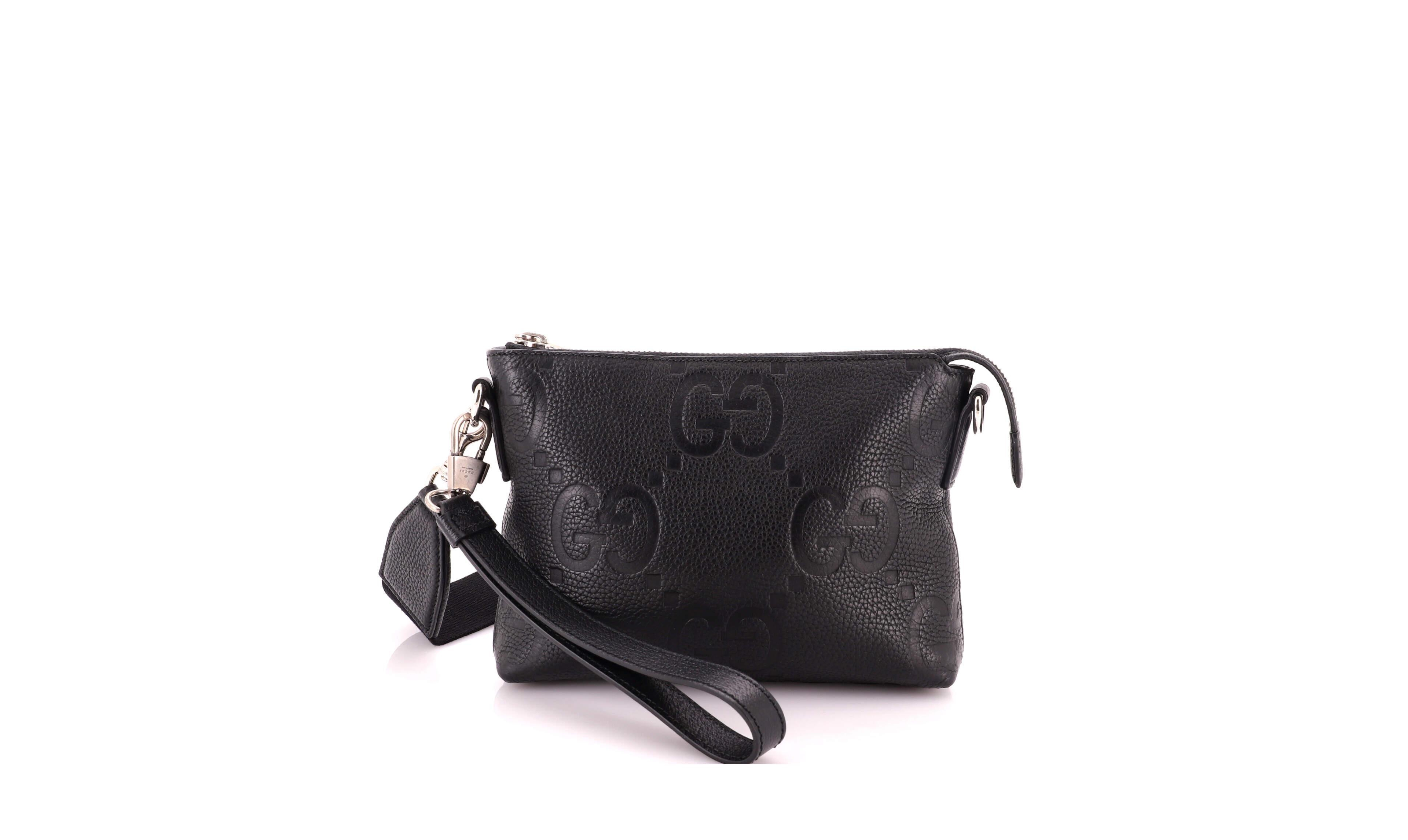 Pre-Owned Gucci Small Zip Messenger Bag Jumbo Gg Embossed Leather