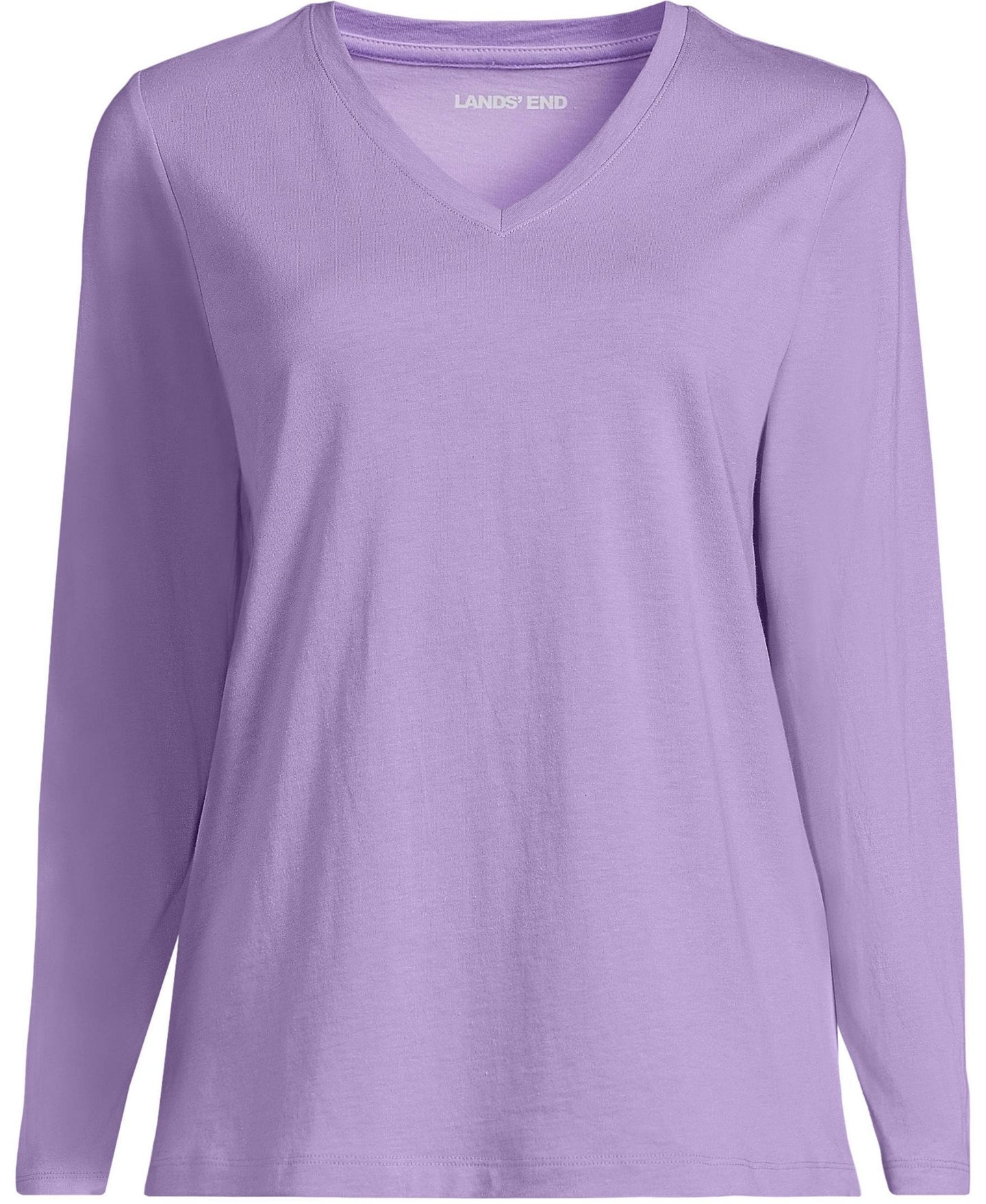 Женская футболка Lands' End Supima Cotton Long Sleeve V-Neck, цвет: Аметистовый — фото 4