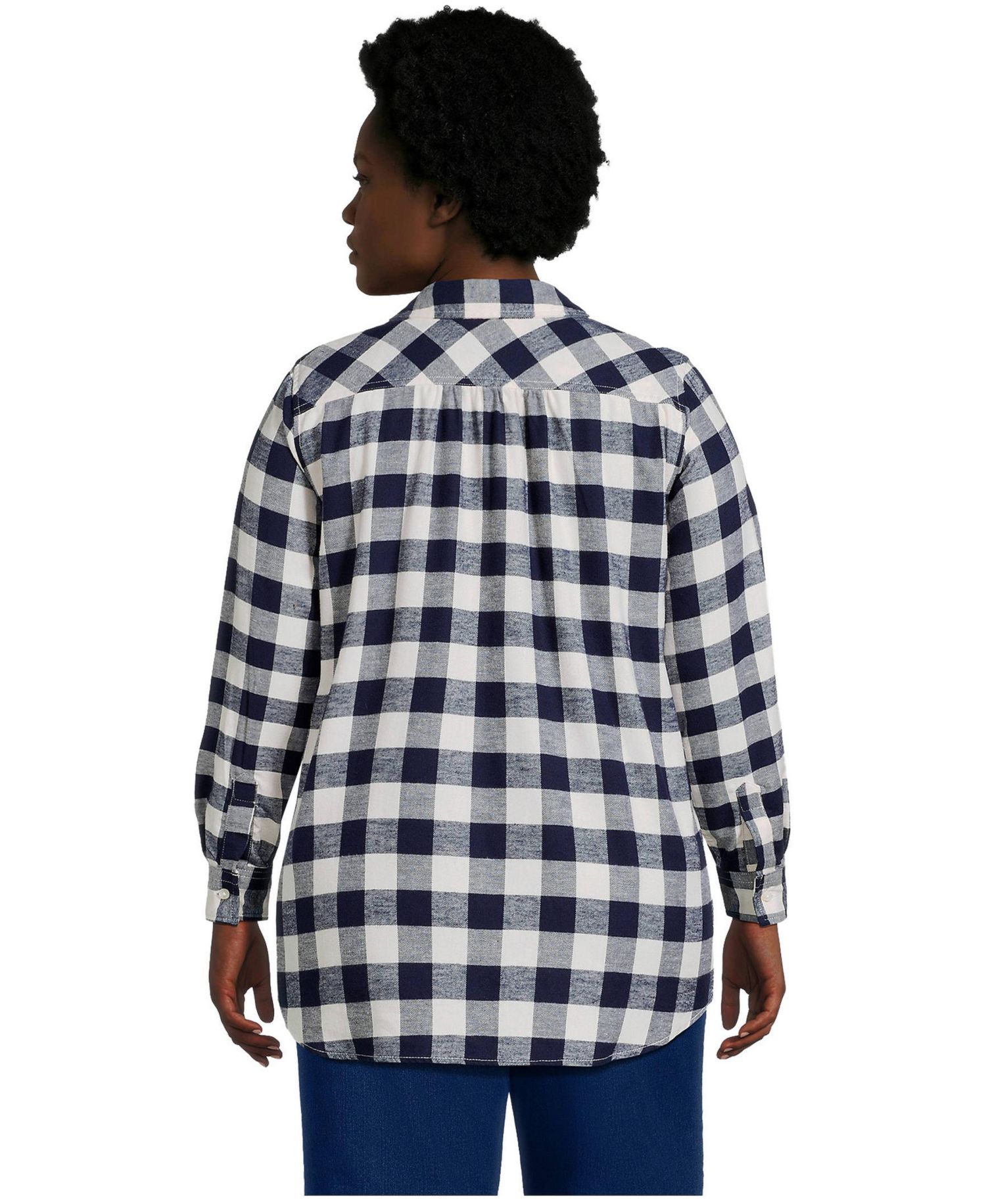 Plus Size Flannel Boyfriend Long Sleeve Shirt