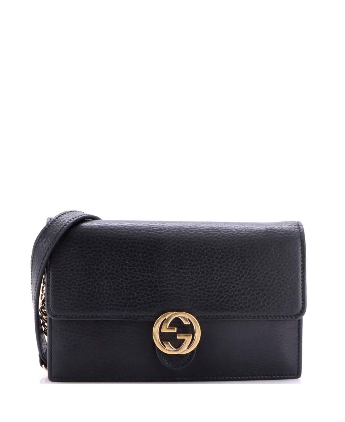 Pre-Owned Gucci Interlocking Wallet on Chain Leather