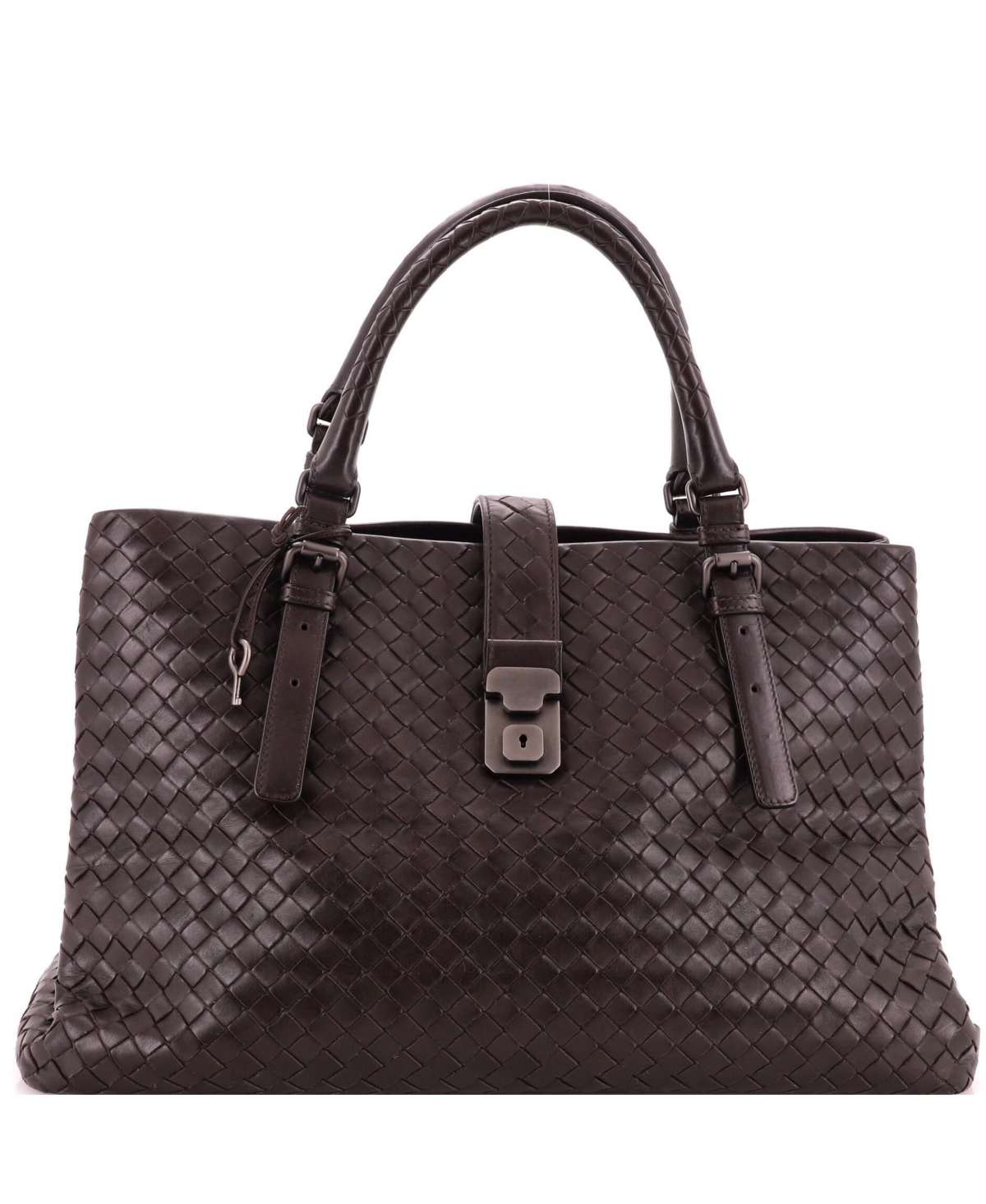 Pre-Owned Bottega Veneta Medium Roma Bag Intrecciato Nappa - Brown