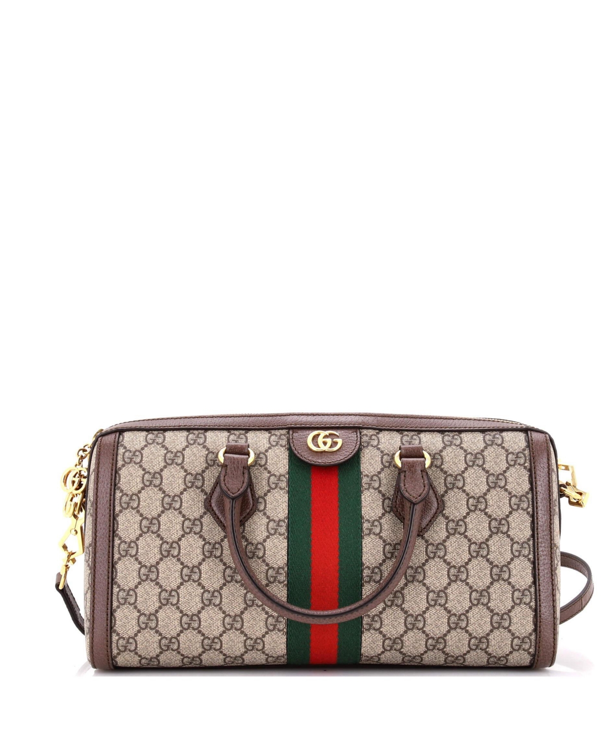 Pre-Owned Gucci Medium Ophidia Boston Bag Gg Coated Canvas - Brown