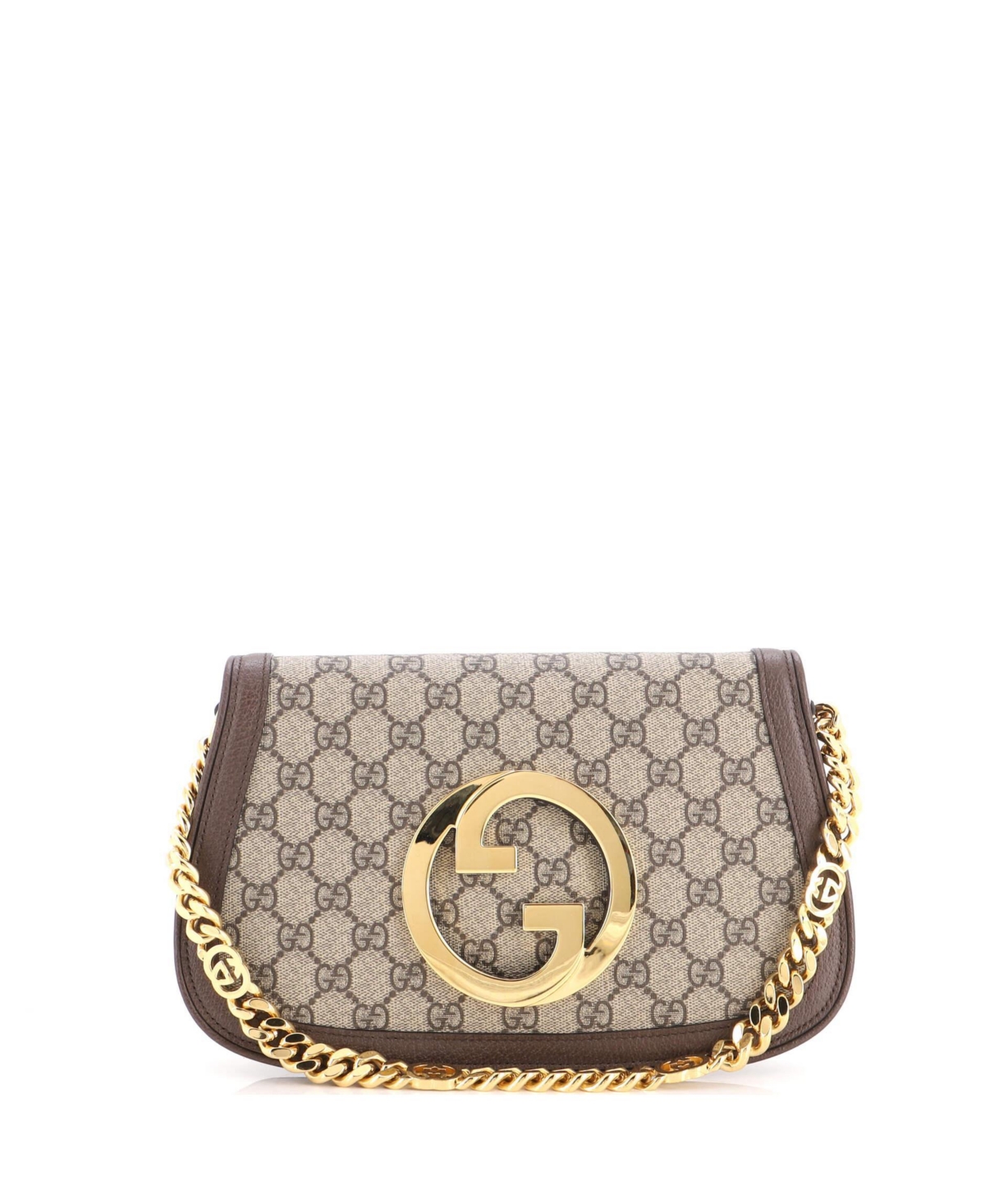 Pre-Owned Gucci Small Blondie Nm Chain Flap Bag Gg Coated Canvas - Brown