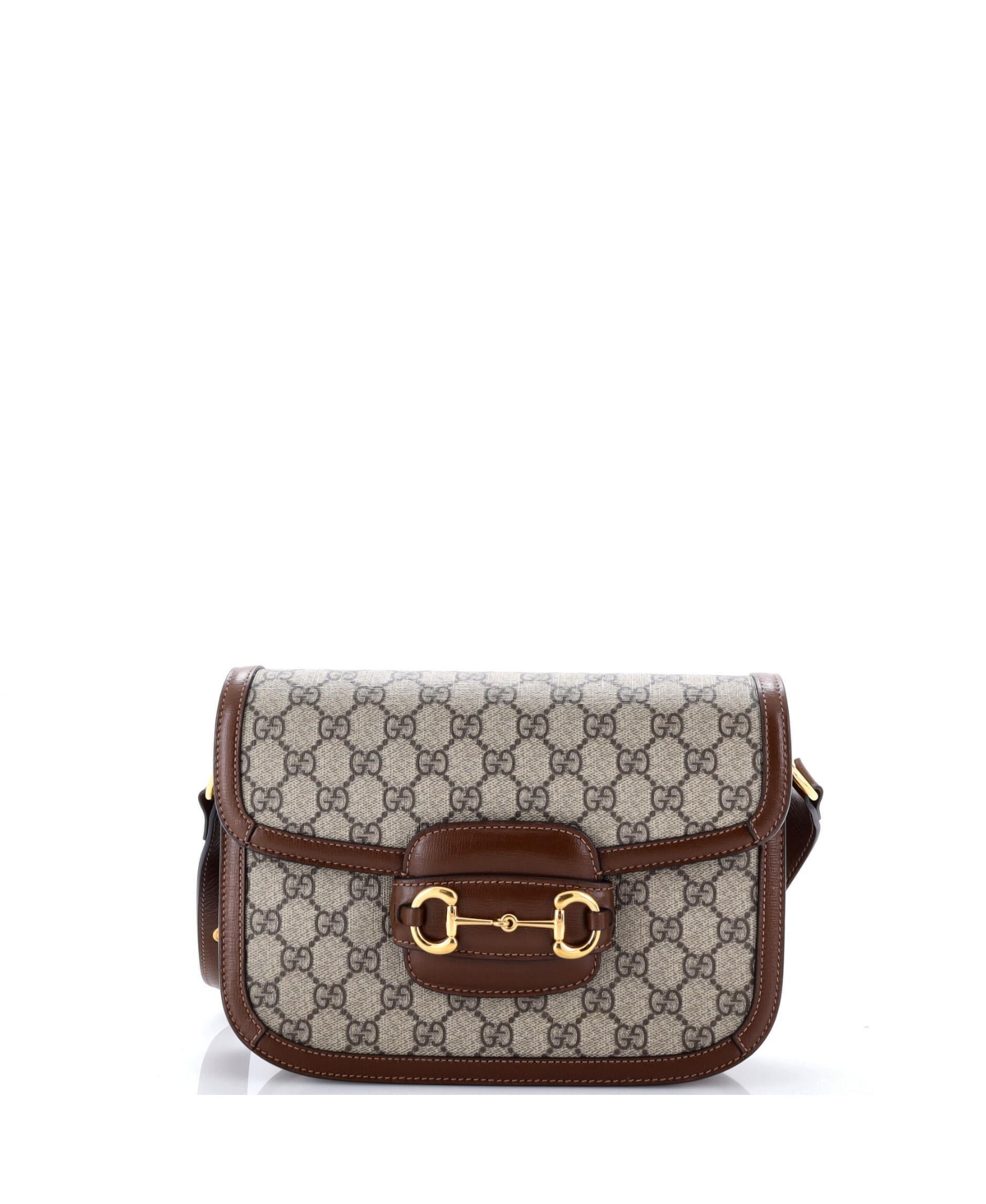 Pre-Owned Gucci Small Horsebit 1955 Shoulder Bag Gg Coated Canvas with Leather - Brown