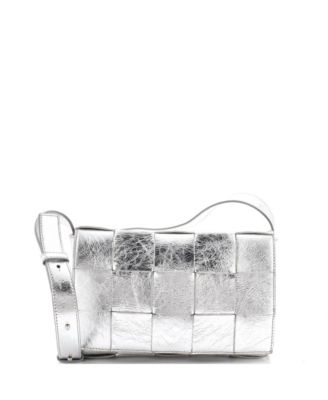 Cassette Crossbody Bag Maxi Intrecciato Crinkled Metallic Leather