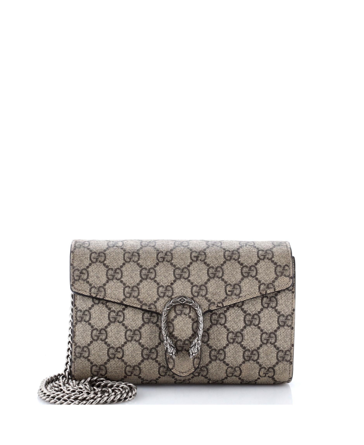 Pre-Owned Gucci Small Dionysus Chain Wallet Gg Coated Canvas - Brown