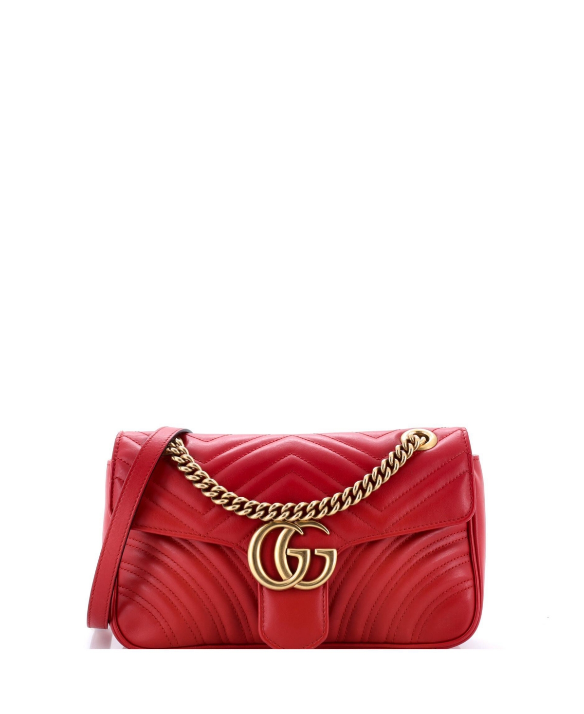 Pre-Owned Gucci Small Gg Marmont Crossbody Flap Bag - Red