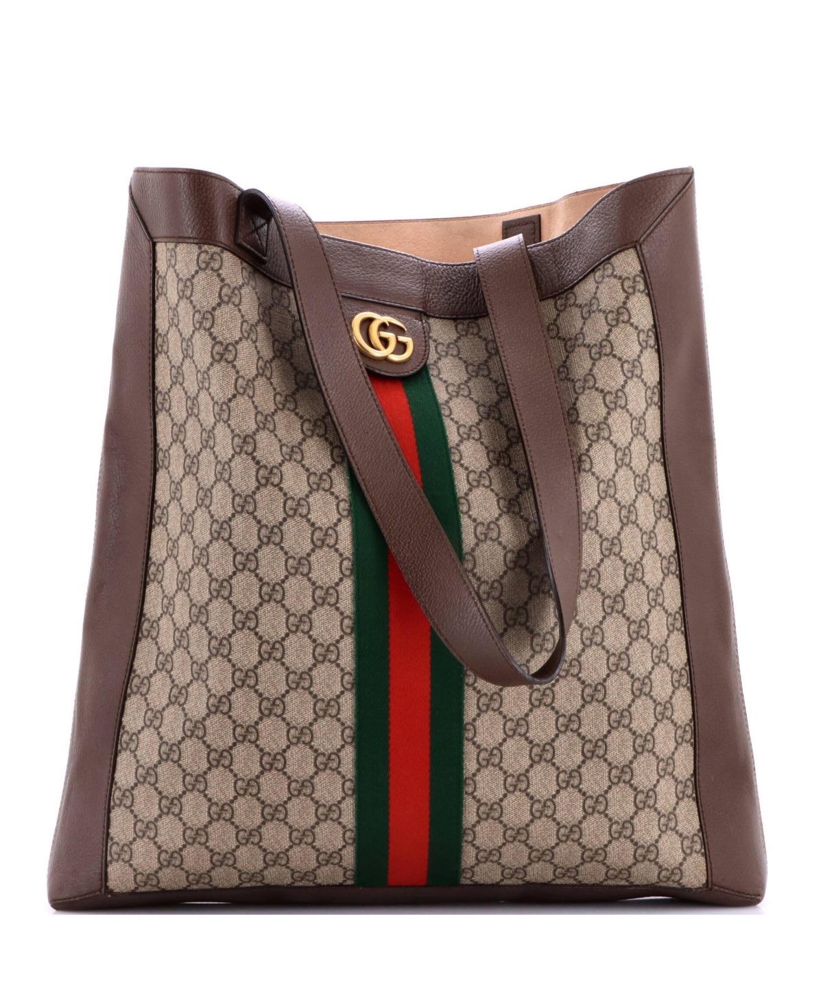 Pre-Owned Gucci Large Ophidia Soft Open Tote Gg Coated Canvas - Brown