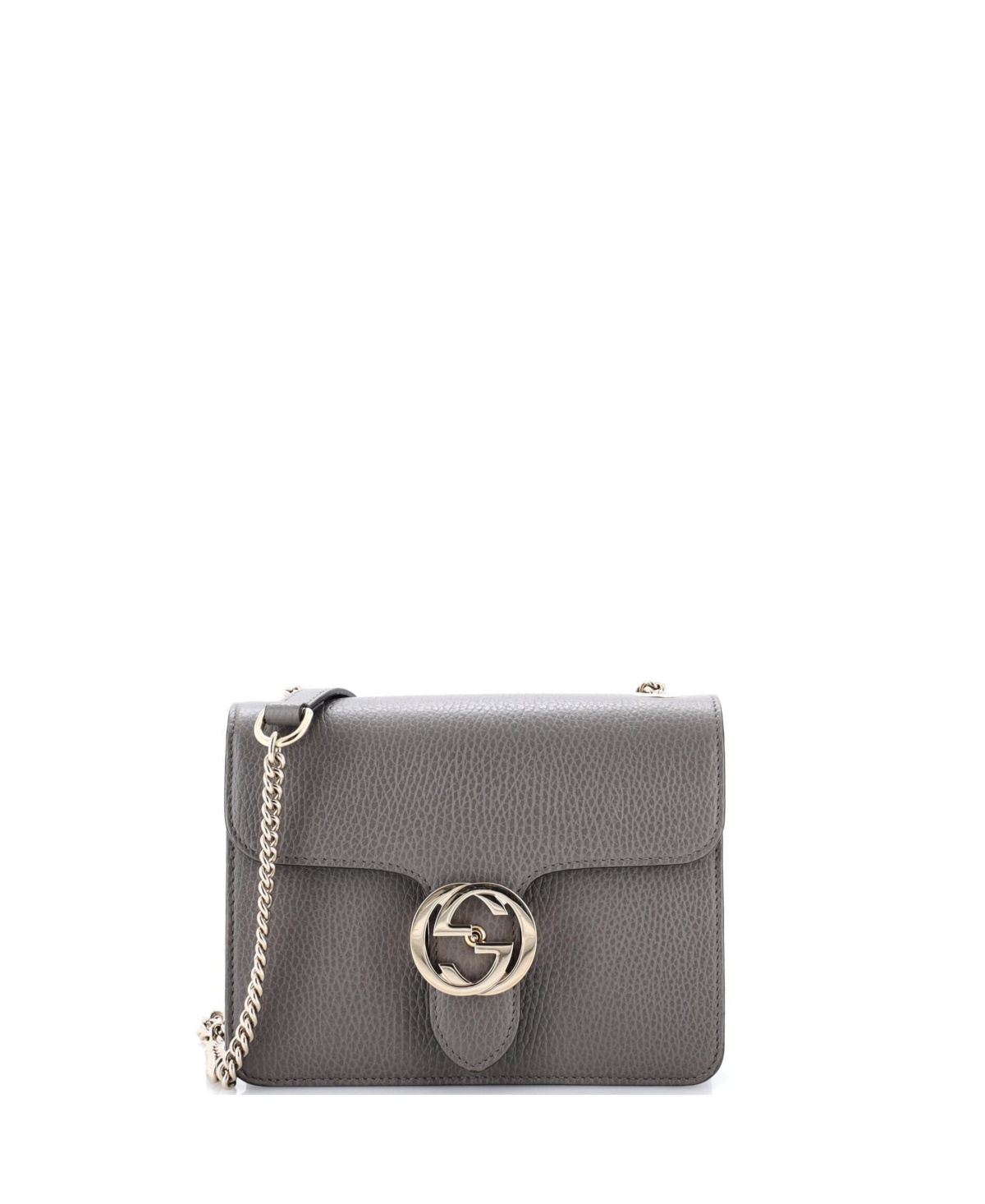 Pre-Owned Gucci Small Interlocking Shoulder Bag Leather - Grey