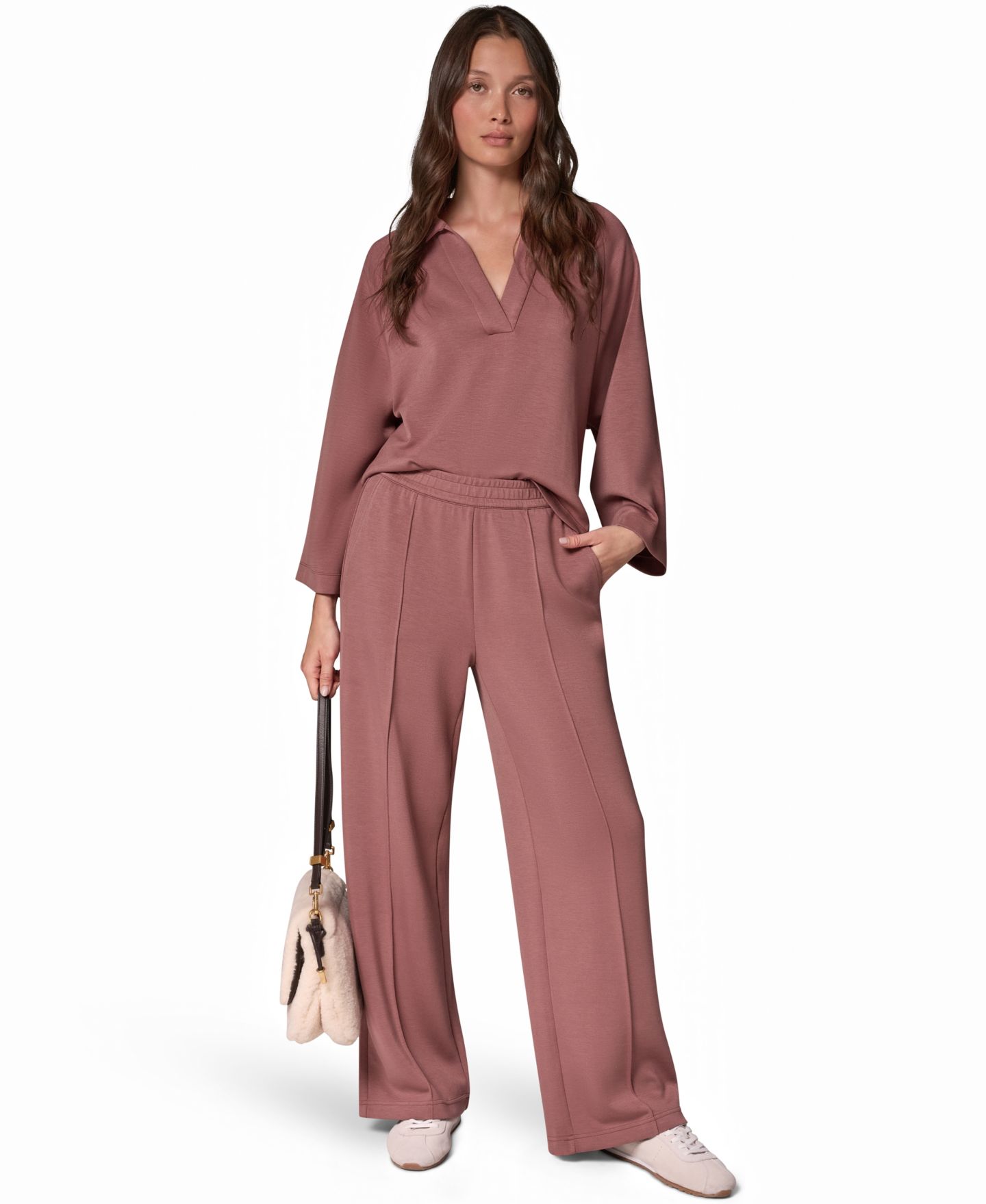 Женские брюки Donna Karan Weekend Jet Setter Mid-Rise Pull-On Wide-Leg, цвет: Розовый серо-коричневый — фото 3
