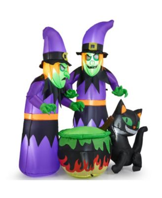6 Ft Inflatable Halloween Witches Blow up 2 Scary Witch with Cauldron