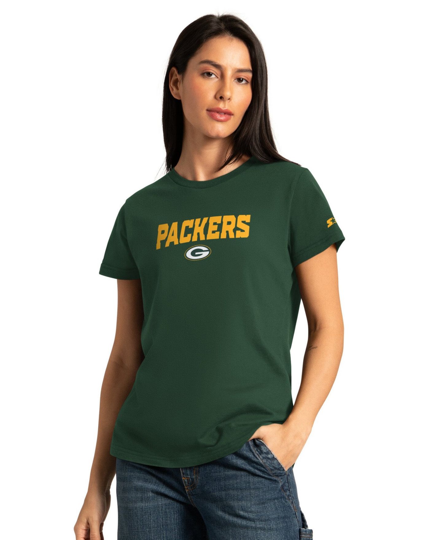 Женские футболки Starter Green/Ash Green Bay Packers Short Sleeve & Long Sleeve T-Shirt Combo Pack — фото 2