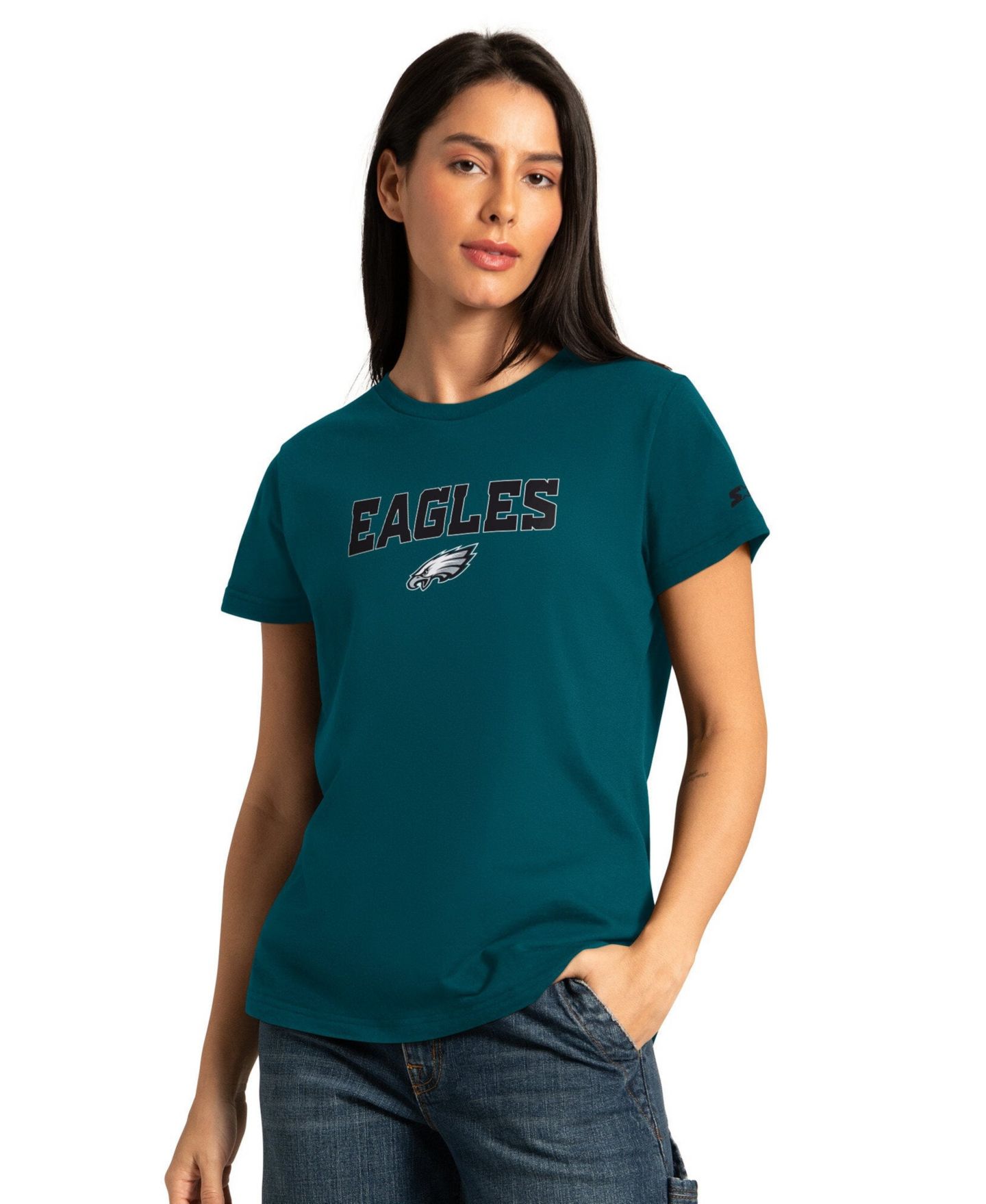 Женские футболки Starter Midnight Green/Ash Philadelphia Eagles Short Sleeve & Long Sleeve T-Shirt Combo Pack — фото 2