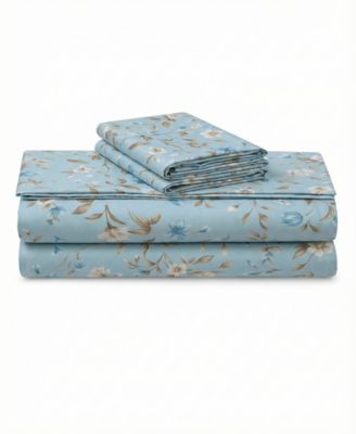 Printed 300 Thread Count Cotton Deep Pocket 4-Piece Sheet Set, King