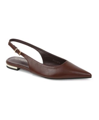 Fabia Gold-Tone Heel Pointed Toe Slingback Flats