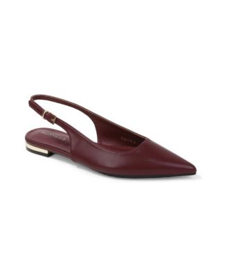 Fabia Gold-Tone Heel Pointed Toe Slingback Flats