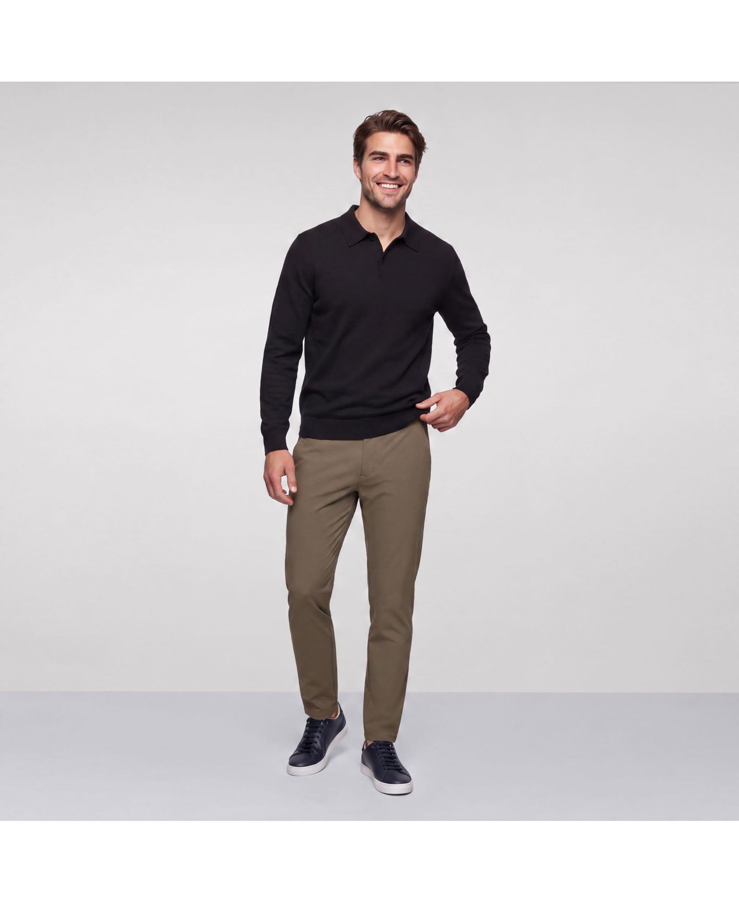 Мужские рубашки Jack Archer Legacy Resort Long Sleeve Sweater Polo, цвет: Насыщенный чёрный — фото 3