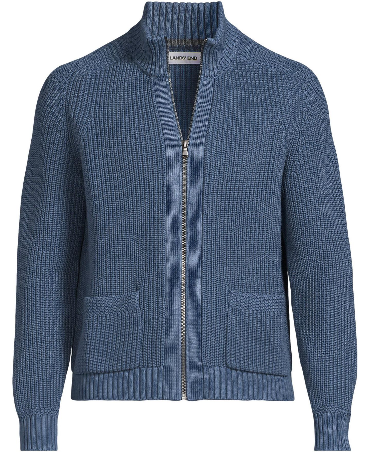 Мужской кардиган Lands' End Long Sleeve Drifter Full Zip Cardigan, цвет: Серый — фото 3