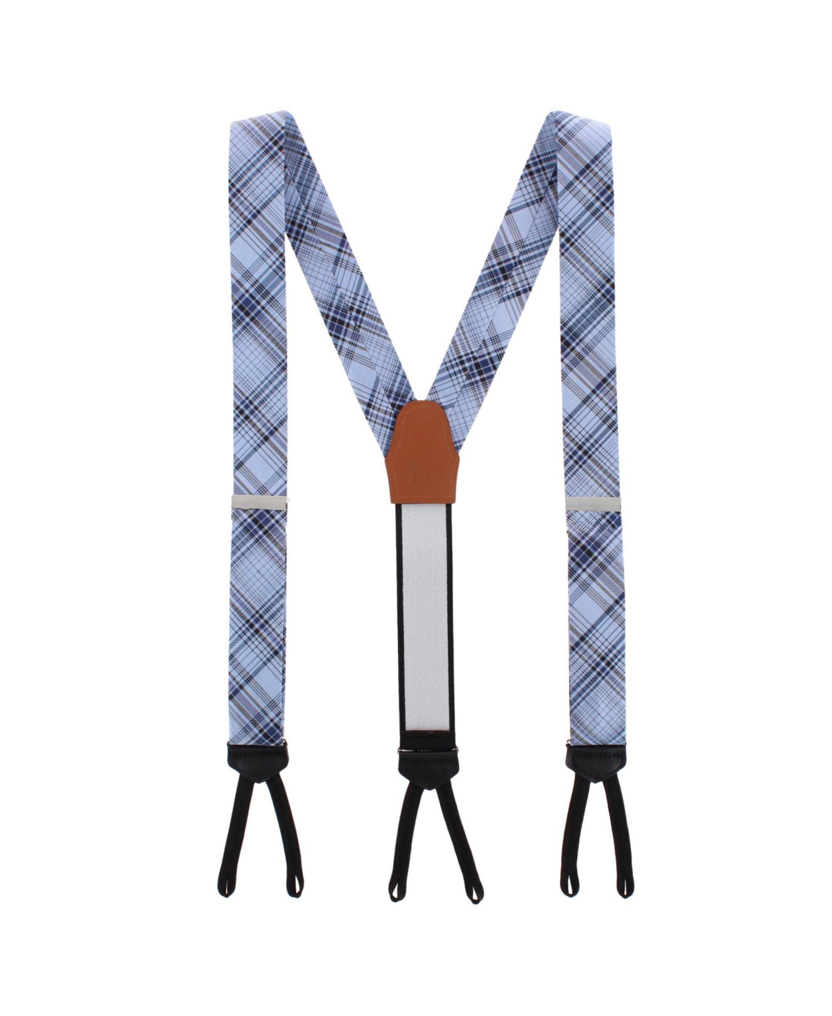 Trafalgar Men's Leander Multi Striped Business Wool Blend Formal End Suspenders - Light blue