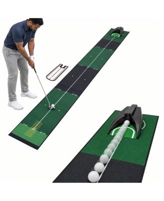Golf Putting Mat Auto Ball Return Alignment Mirror Training Kit