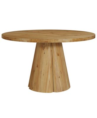 Round Kitchen Dining Table with Solid Wood Top and Pedestal Base for 4 to 6 Persons