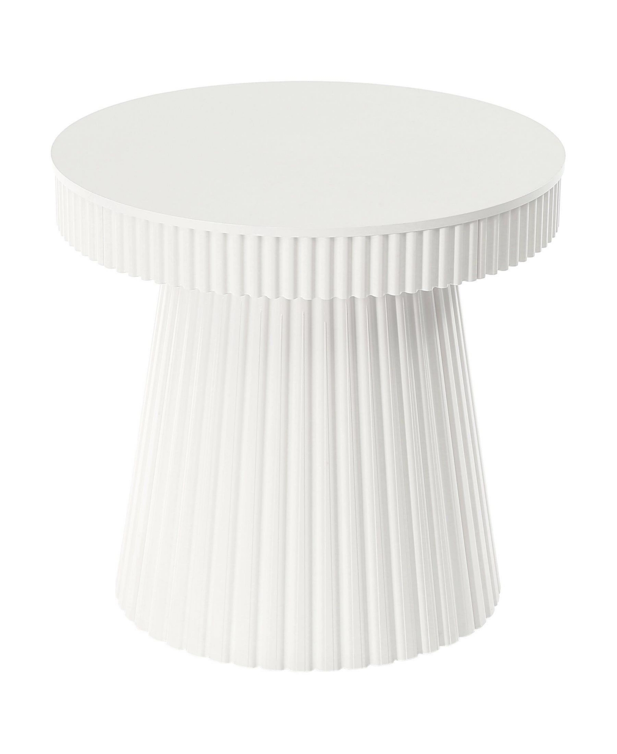 Slickblue Round Dining Table with Modern Fluted Pedestal Base for Kitchen and Home
