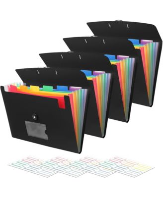 6 Pack Expandable Accordion File Organizer with Labels Elastic Closure for Documents