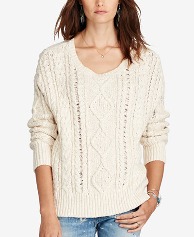 Denim & Supply Ralph Lauren Cable-Knit Crew-Neck Sweater