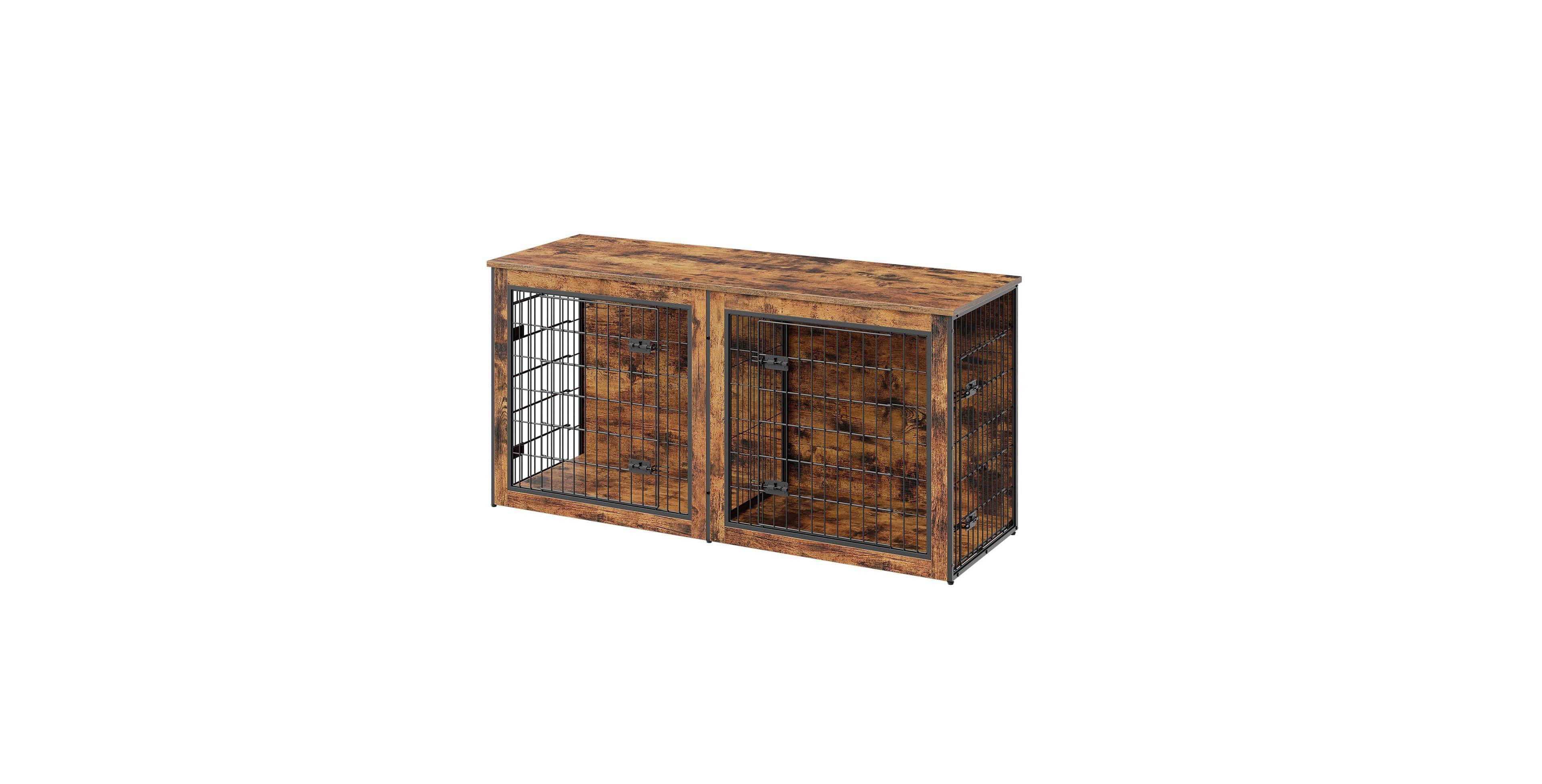 Slickblue Large Dog Crate Cabinet with Divider for Two Dogs and Indoor Pet Space