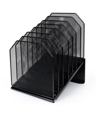 7 Section Vertical Inclined Desk File Organizer Mesh Desktop Holder
