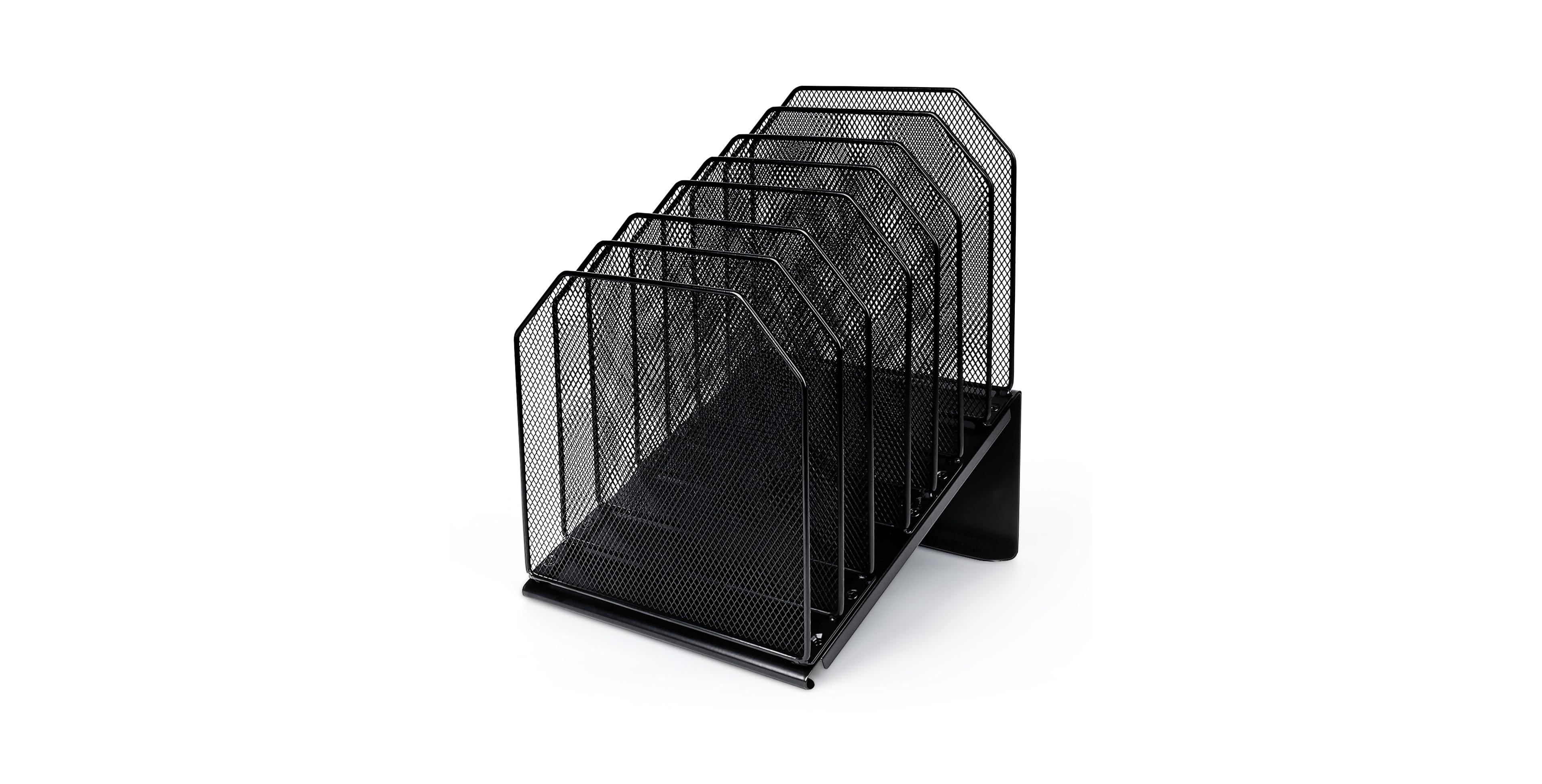 Danrong 7 Section Vertical Inclined Desk File Organizer Mesh Desktop Holder