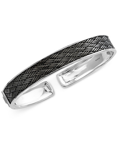 EFFY® Men's Weave-Style Bangle Bracelet in Sterling Silver and Black Rhodium-Plating